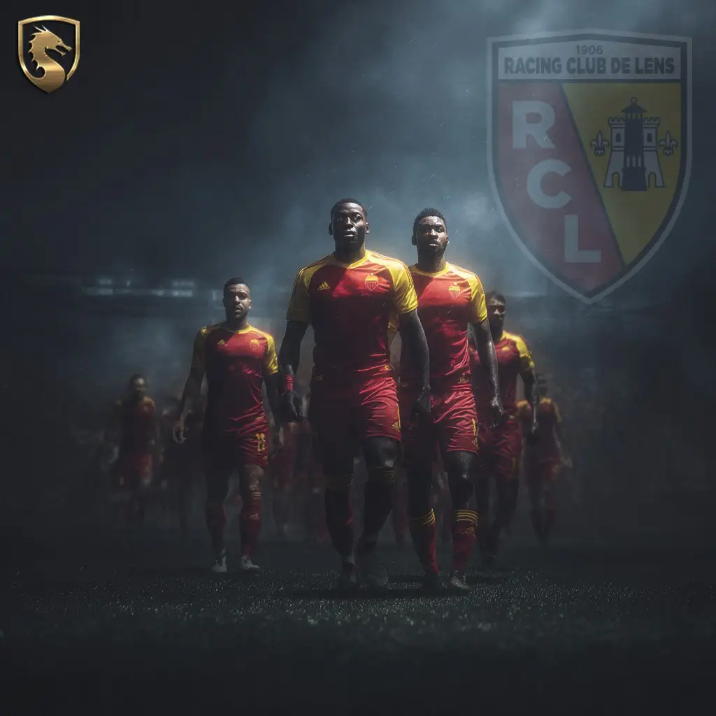 นักเตะทีม ล็องส์ RC Lens ลงสนามในเกมลีกเอิง ฝรั่งเศส