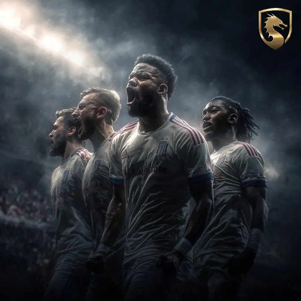 นักเตะลียง แสดงความมุ่งมั่นก่อนเกมการแข่งขันฟุตบอลลีกเอิง ฝรั่งเศส