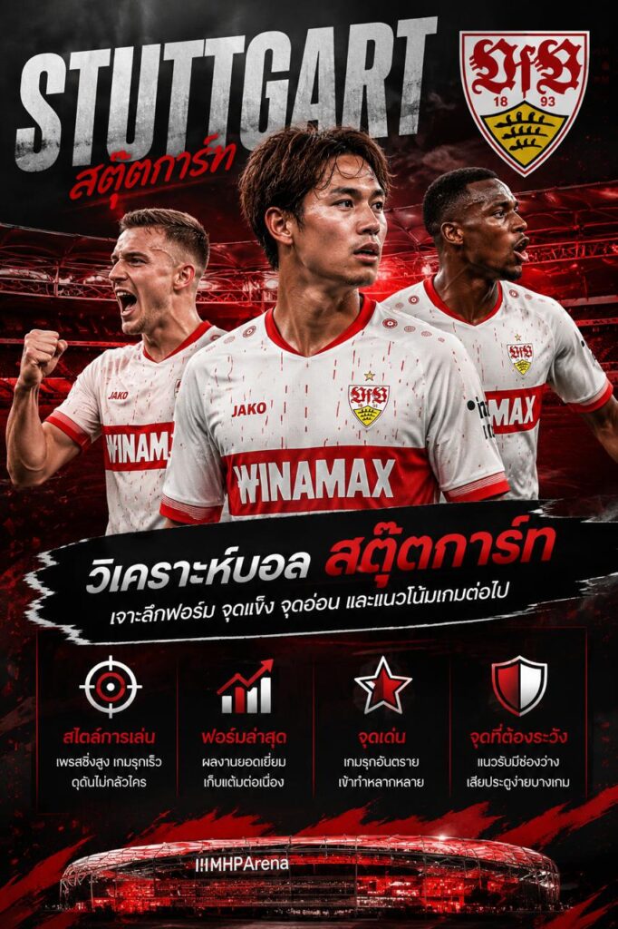วิเคราะห์บอลสตุ๊ตการ์ท ทีมม้าขาวแห่งบุนเดสลีกา พร้อมสถิติ ฟอร์มเด่น จุดแข็ง จุดอ่อน และแนวโน้มการเดิมพัน โดย Dragonbet88