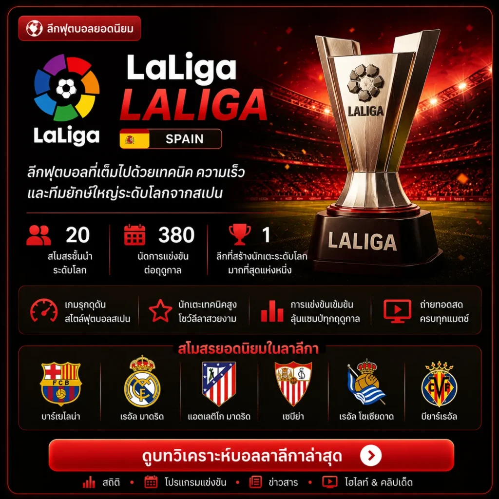 การ์ดวิเคราะห์บอลลาลีกา พร้อมลิงก์ไปยังบทวิเคราะห์ล่าสุด