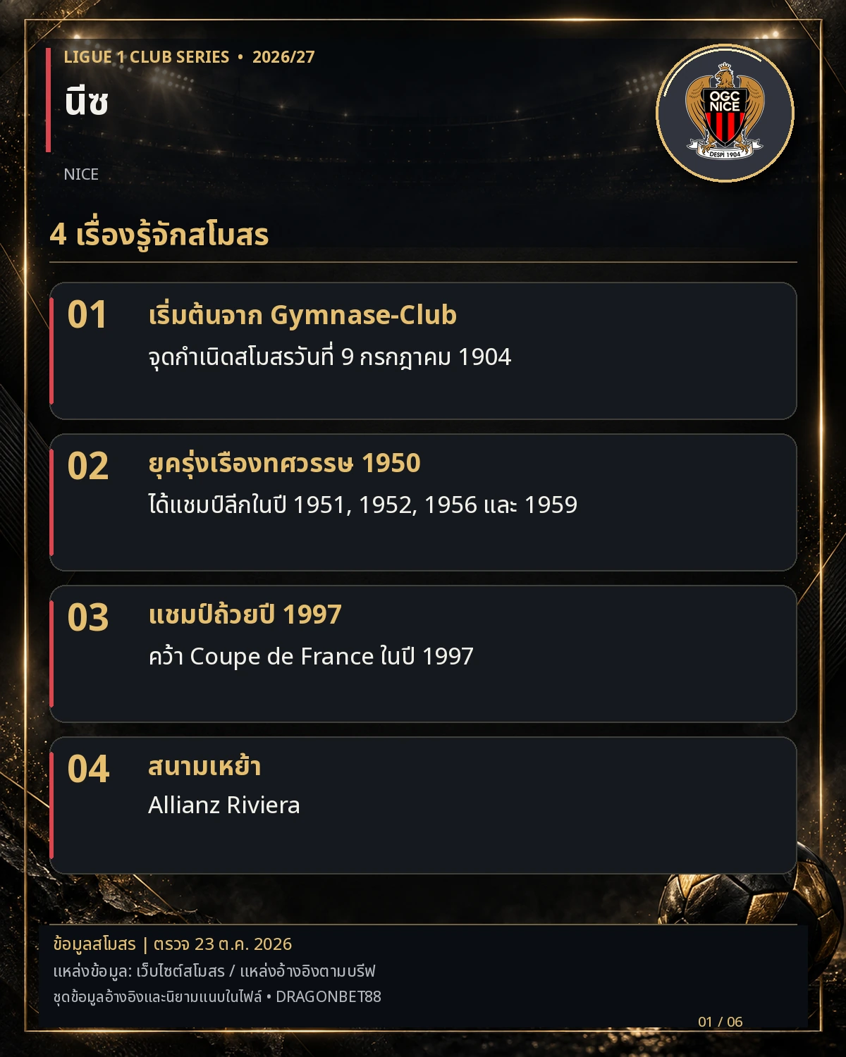 วิเคราะห์บอลนีซ รู้จักนีซผ่าน 4 เรื่อง ประวัติสโมสรและสนามเหย้า